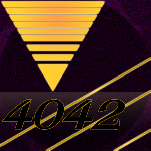 4042 front cover, featuring a purple background with an upside down segmented golden triangle at the top